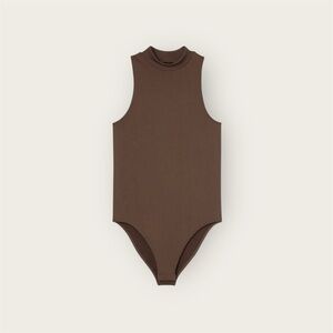 A New Day Seamless Sleeveless Brown Turtleneck Bodysuit with Crotch Snaps Small